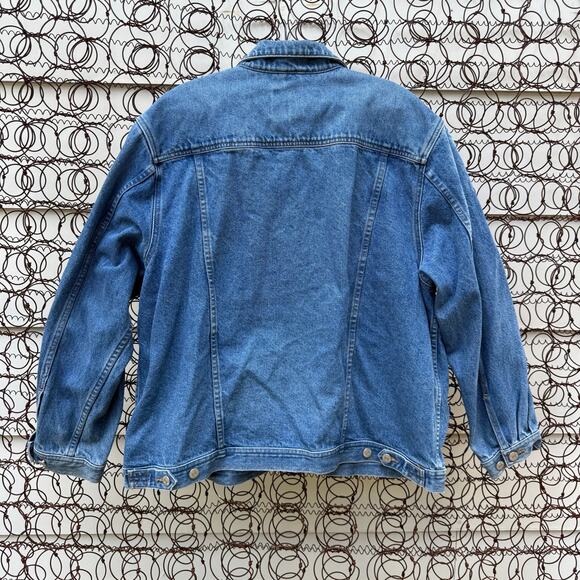 Vintage Y2K Eddie Bauer Jean Trucker Jacket Blue Denim Womens XXL gorpcore boho - Picture 4 of 10